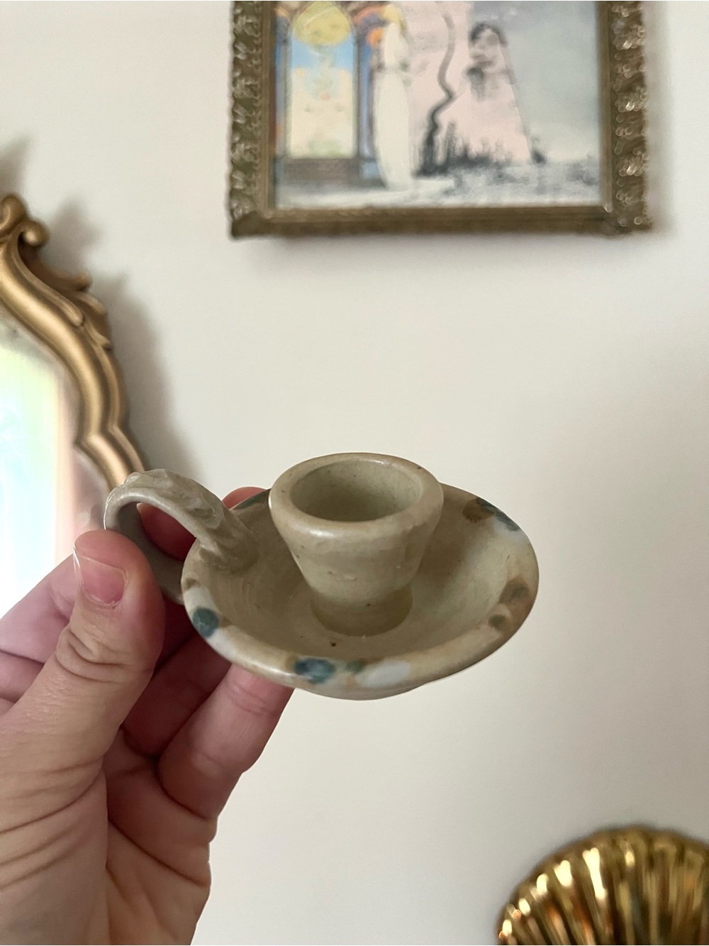 Handcrafted Mini Ceramic Handled Candle Holder